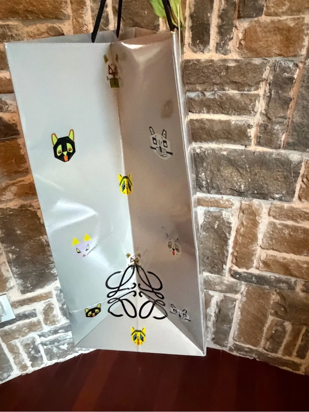 Loewe Light Gray Shopper with Multicolor Future Cat Character Motifs
